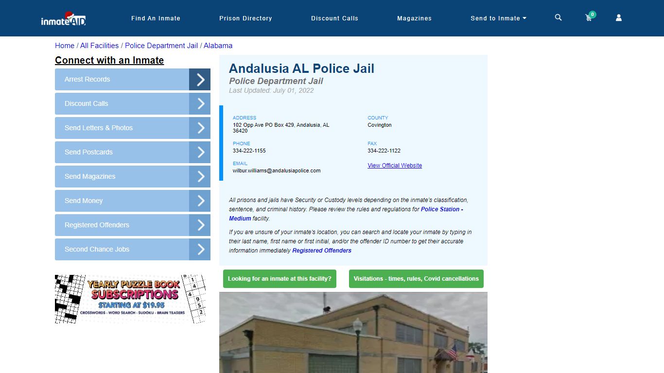 Andalusia AL Police Jail & Inmate Search - Andalusia, AL